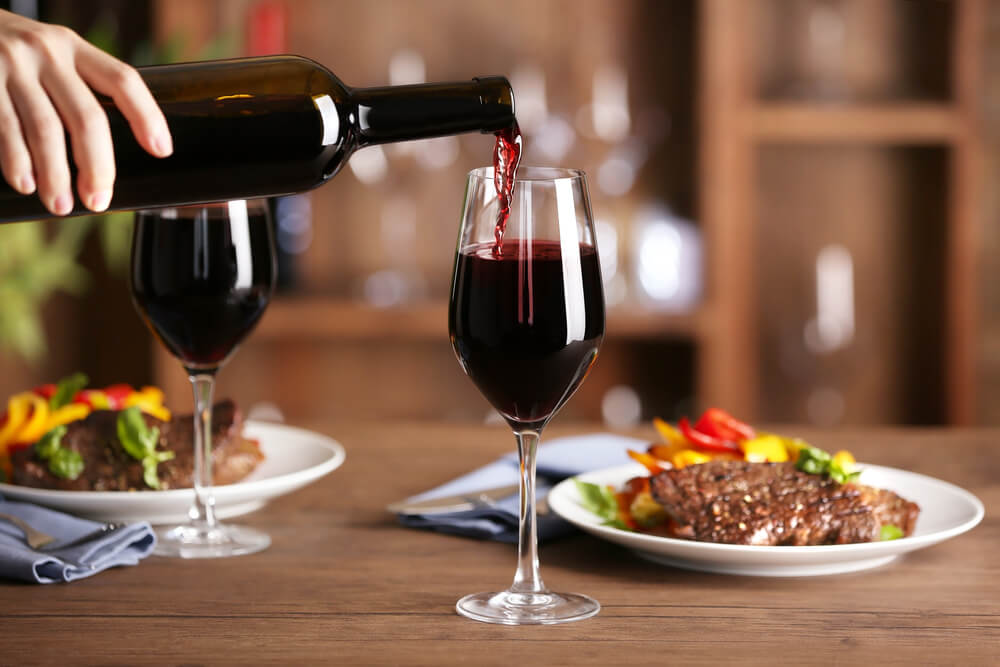 Dinner for Two With Steaks and Red Wine